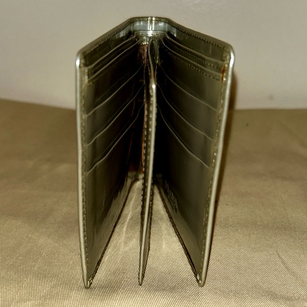 Prada Silver Bi-Fold Wallet Saffiano metallic leather.  Hard color to find. - Picture 5 of 14